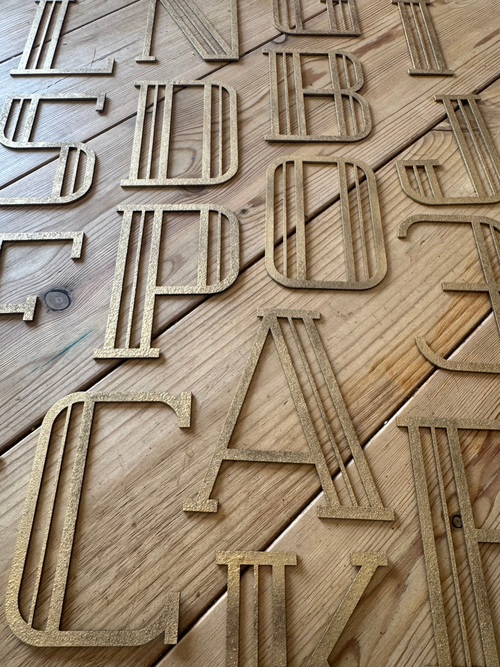 Rustic Warehouse Gold Art Deco Metal Alphabet Letters for House Signs