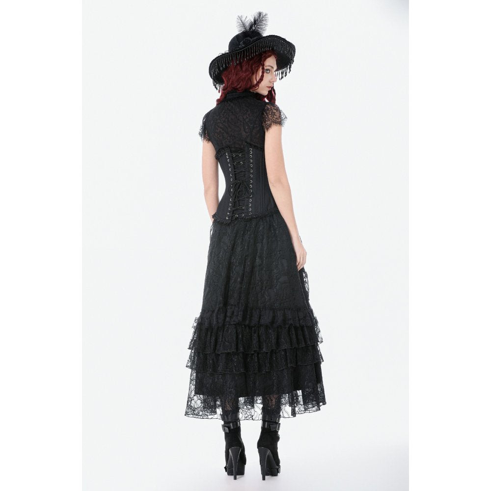 Dark in Love Talia Gothic Longline Metal Boned Corset | Black Polyester