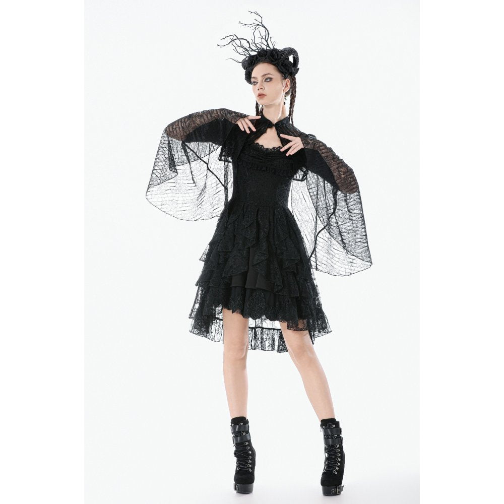 Dark in Love Elara Gothic Black Lace Shoulder Cape – Victorian Style