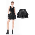 Dark in Love Black Punk Eyelet Lace Layered Mini Skirt with Buckles