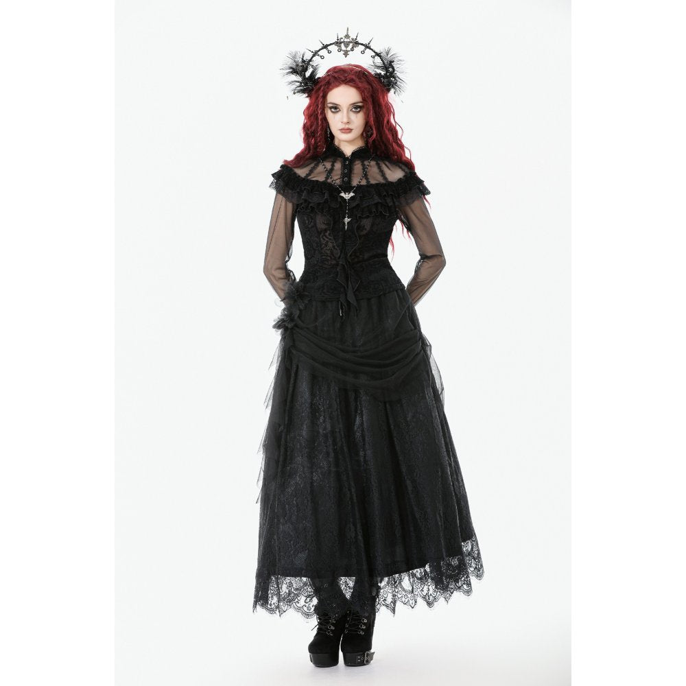Dark In Love Seraphina Gothic Tulle Maxi Skirt – Black Lace Victorian