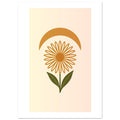 Minimal Flower & Crescent Print - Boho Botanical Poster | Earthy Modern Wall Art