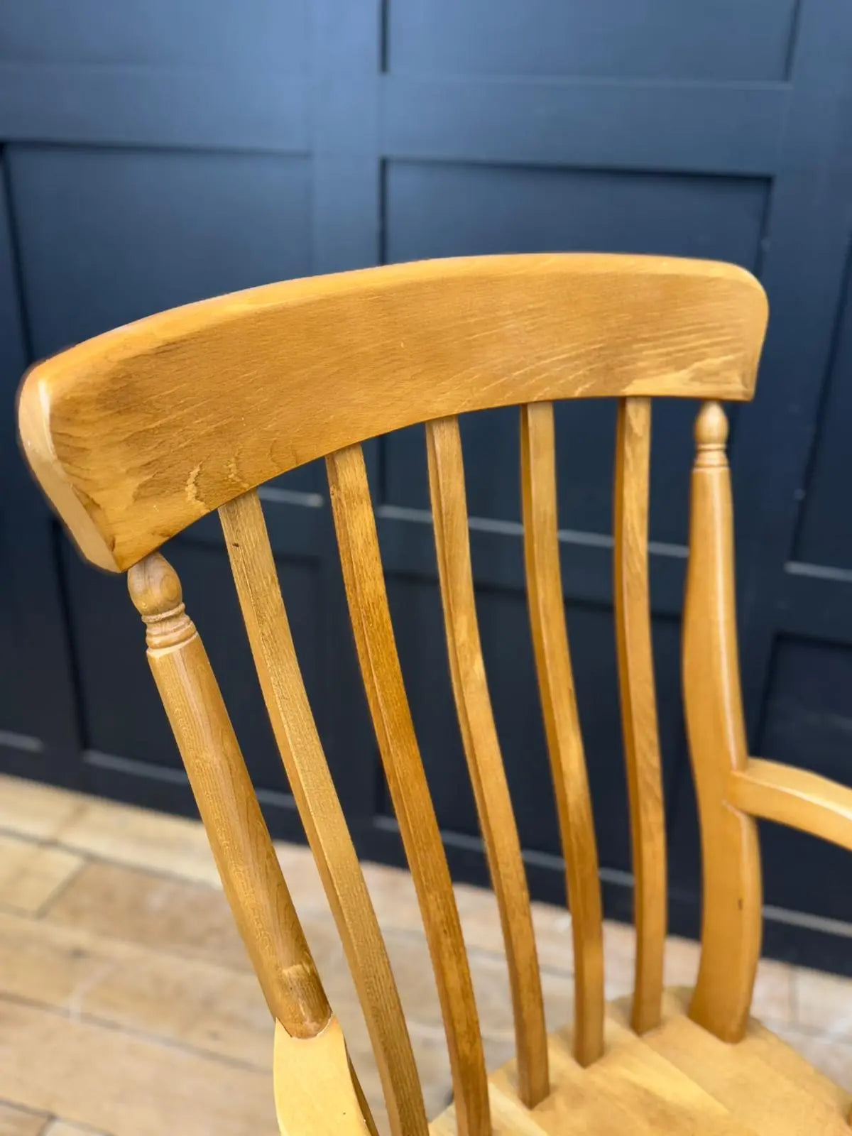 Preloved Farmhouse Beech Windsor Armchair / Kitchen Fireside Chair (B)