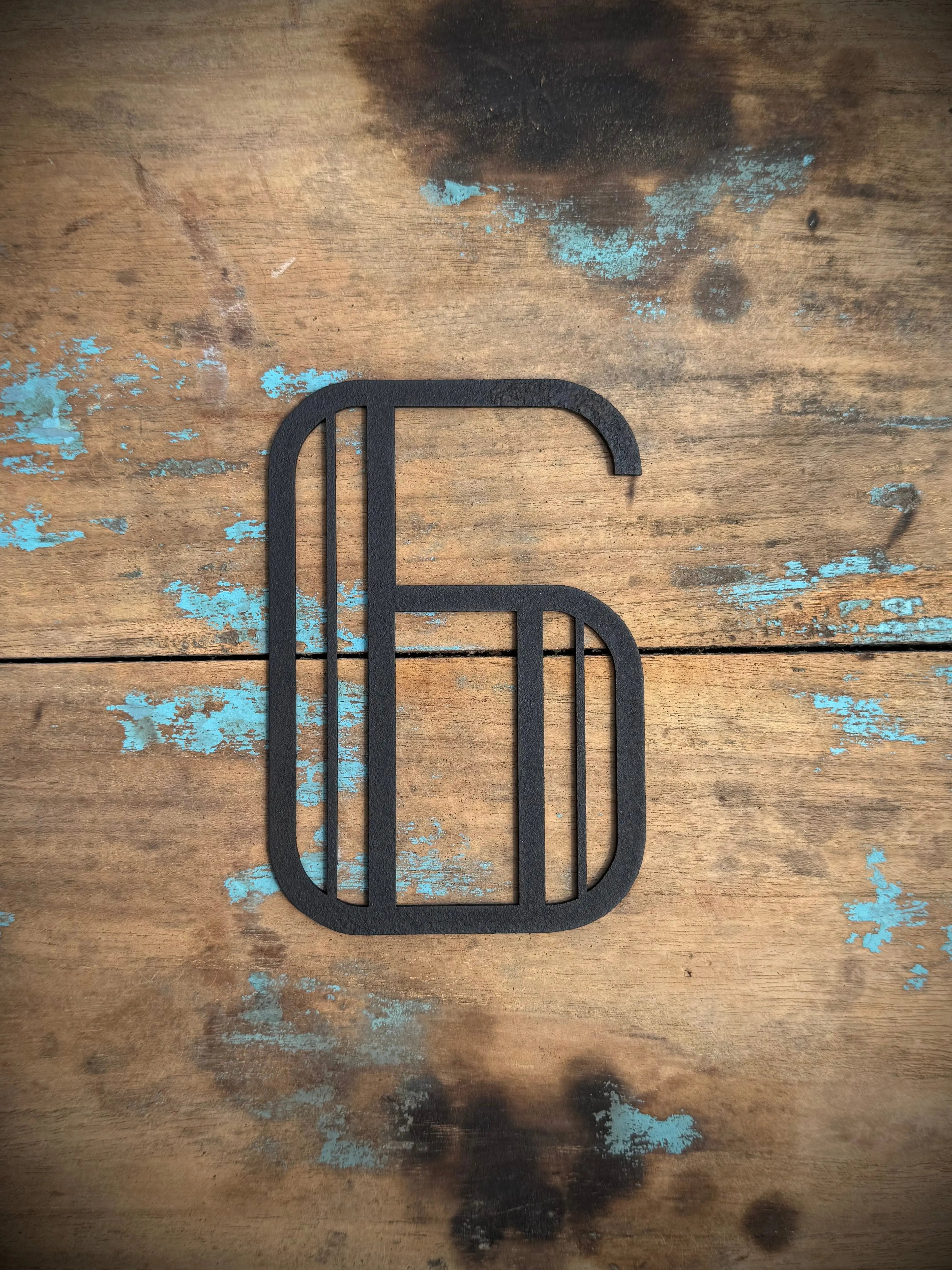 Art Deco Metal Letters & Numbers | Distressed Black Steel Wall Decor