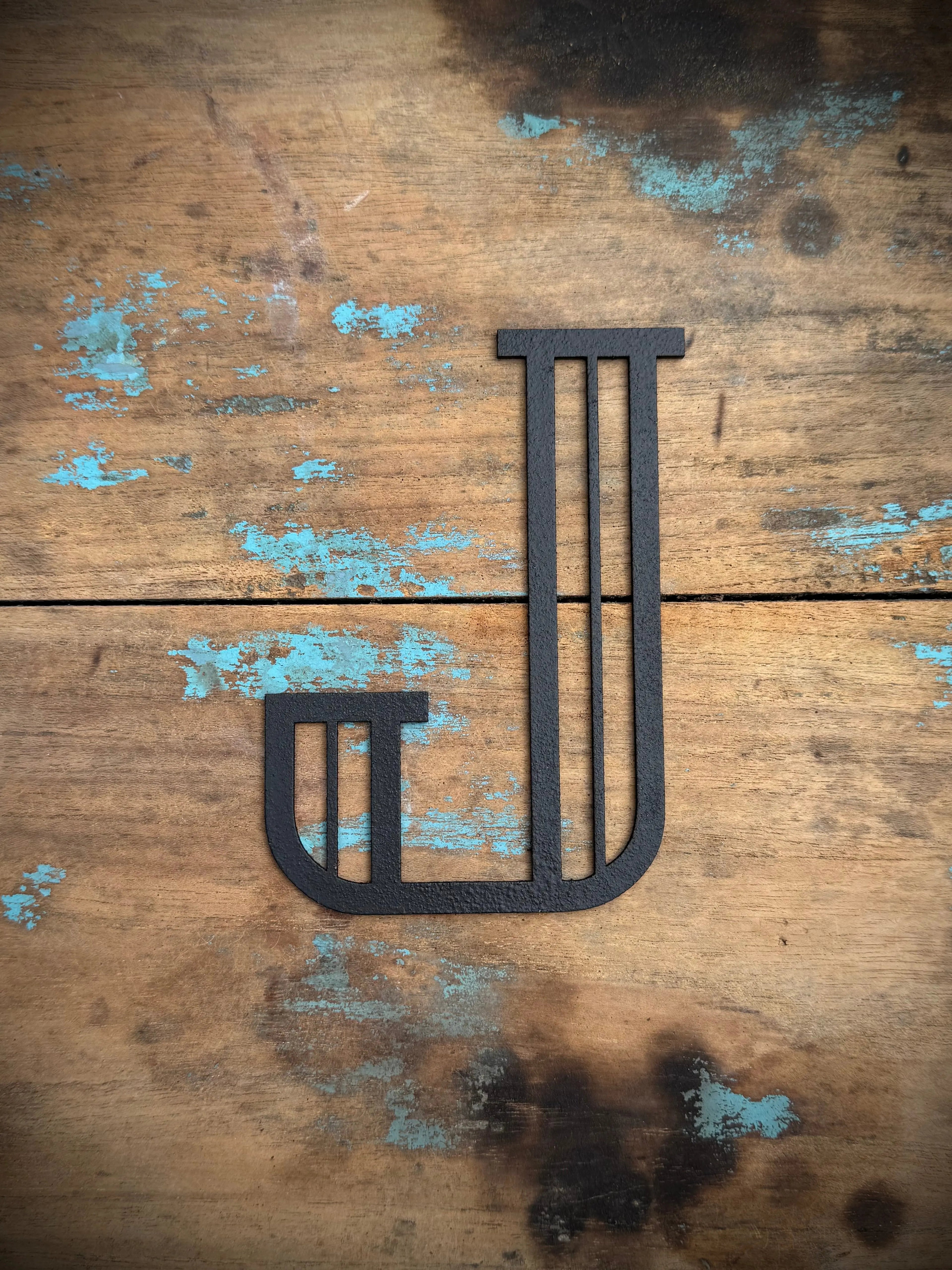 Art Deco Metal Letters & Numbers | Distressed Black Steel Wall Decor