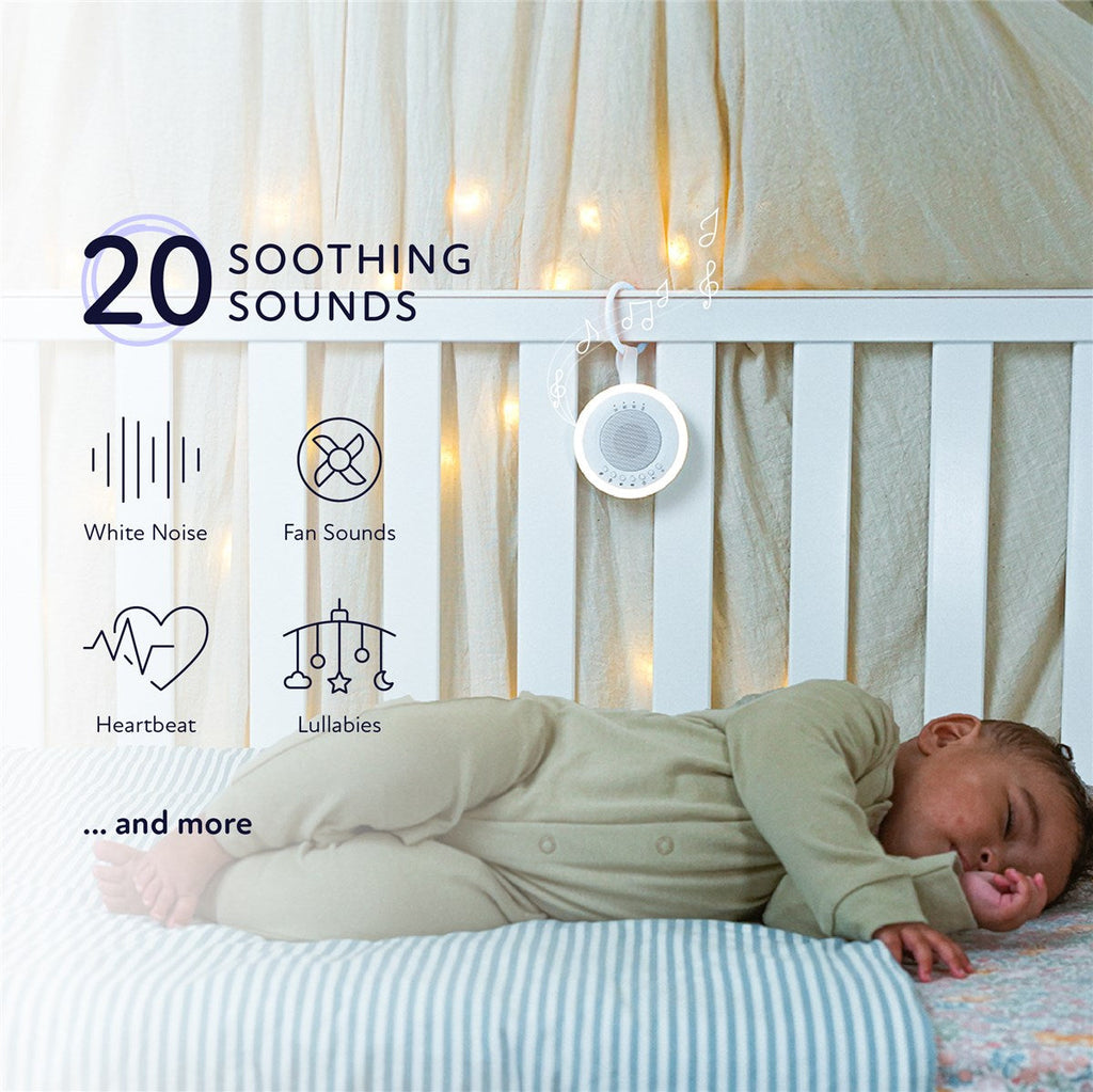 Zello Portable White Noise Machine Baby Sleep Aid – Simple Sound Machine with Gentle Night Light, Rechargeable for Home, Travel, Pram, Pushchair & Nursery