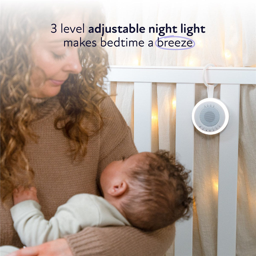 Zello Portable White Noise Machine Baby Sleep Aid – Simple Sound Machine with Gentle Night Light, Rechargeable for Home, Travel, Pram, Pushchair & Nursery