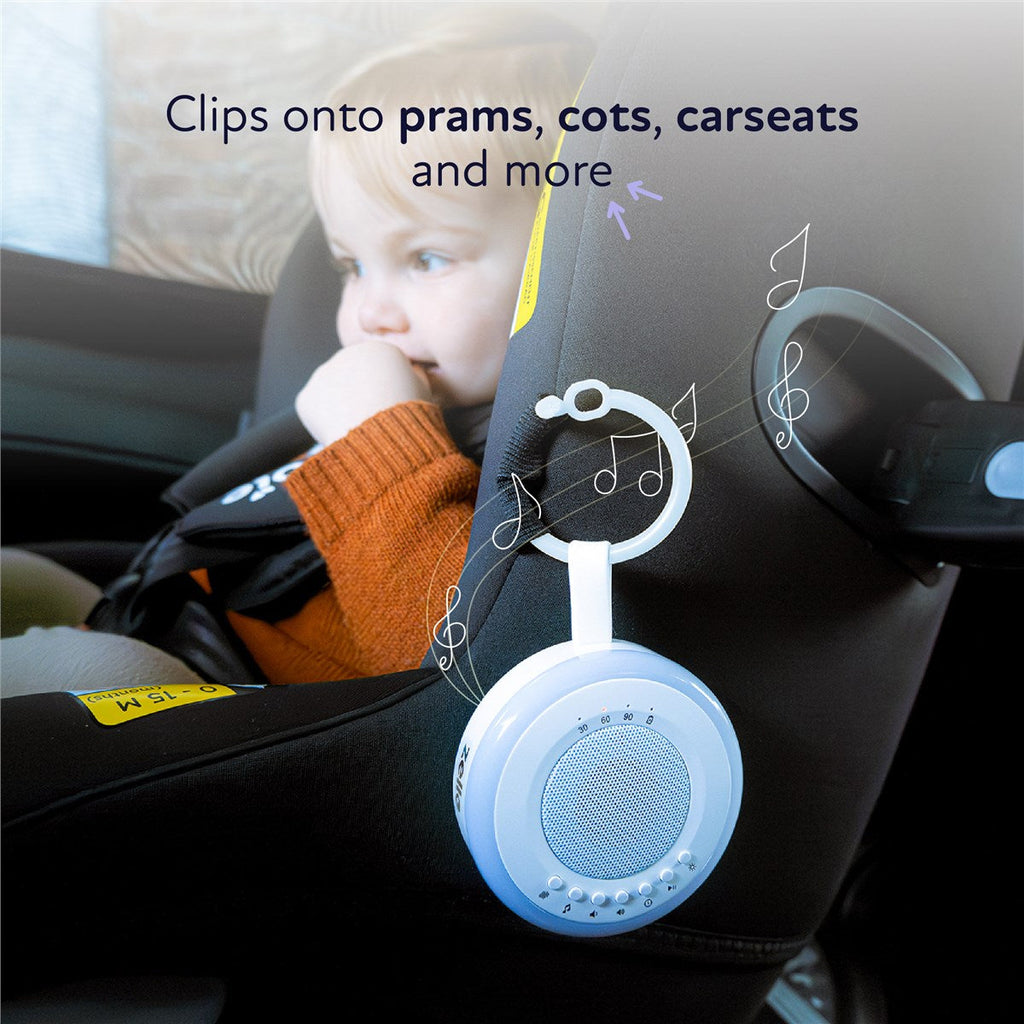 Zello Portable White Noise Machine Baby Sleep Aid – Simple Sound Machine with Gentle Night Light, Rechargeable for Home, Travel, Pram, Pushchair & Nursery