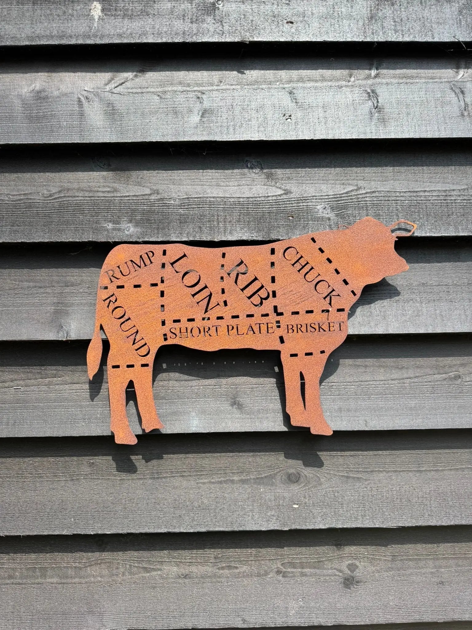 Rustic Warehouse Norfolk Metal Cow Wall Art – Steel Butcher Sign