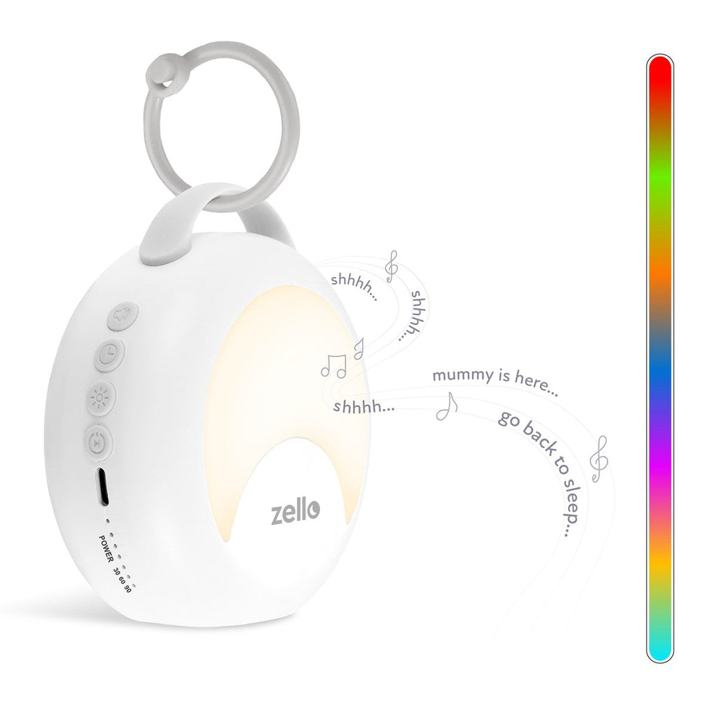 Zello Portable White Noise Machine 30 Soothing Sounds 7 Colour Moon Nightlight Sleep Timer 20hr Battery Voice Record Memory Function Sleep Timer Sound Machine Travel Pram Pushchair Cot Nursery