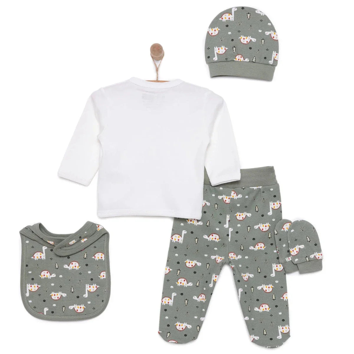 HelloBaby Newborn Boy 5 Piece Newborn Set - Dark Green
