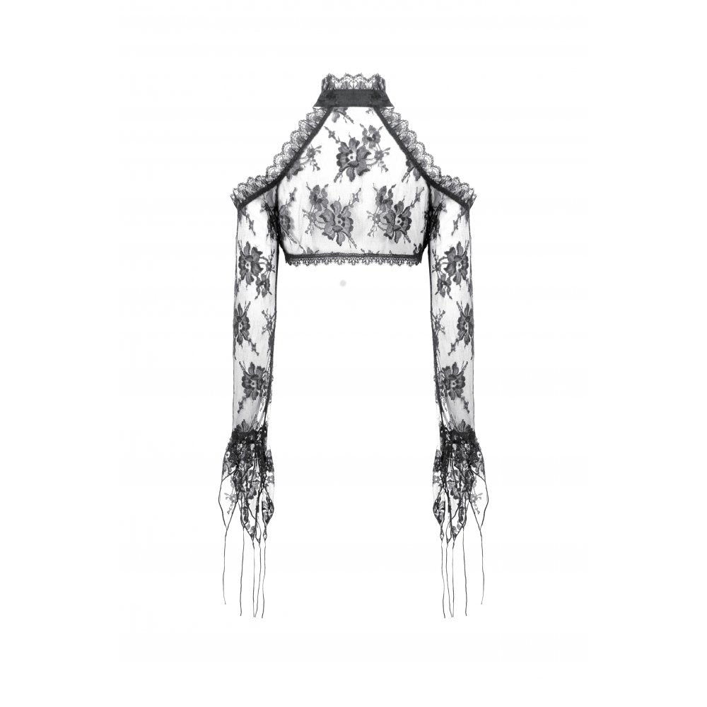 Dark in Love Thalassa Floral Lace Draped Arm Sleeves | Black Cotton