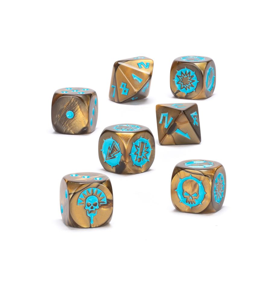 Snaps Blood Bowl Tomb Kings Team Dice Set – Gold and Brown Swirl 7pc