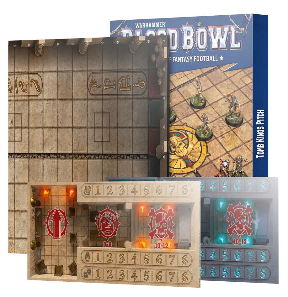 Blood Bowl Tomb Kings Pitch – Double-Sided Card Pitch and Dugouts