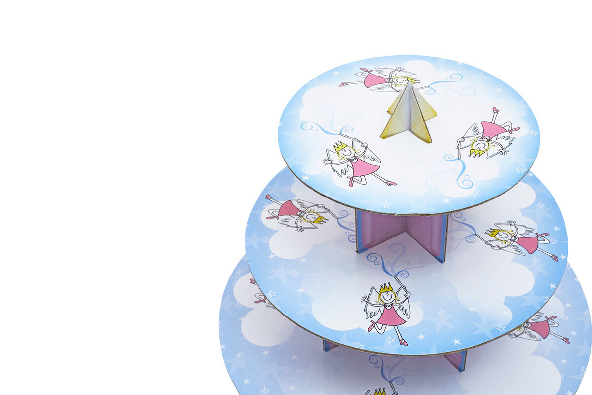 Orsina Fairy Castle 3 Tier Cake Stand | Pink & Blue Cupcake Display