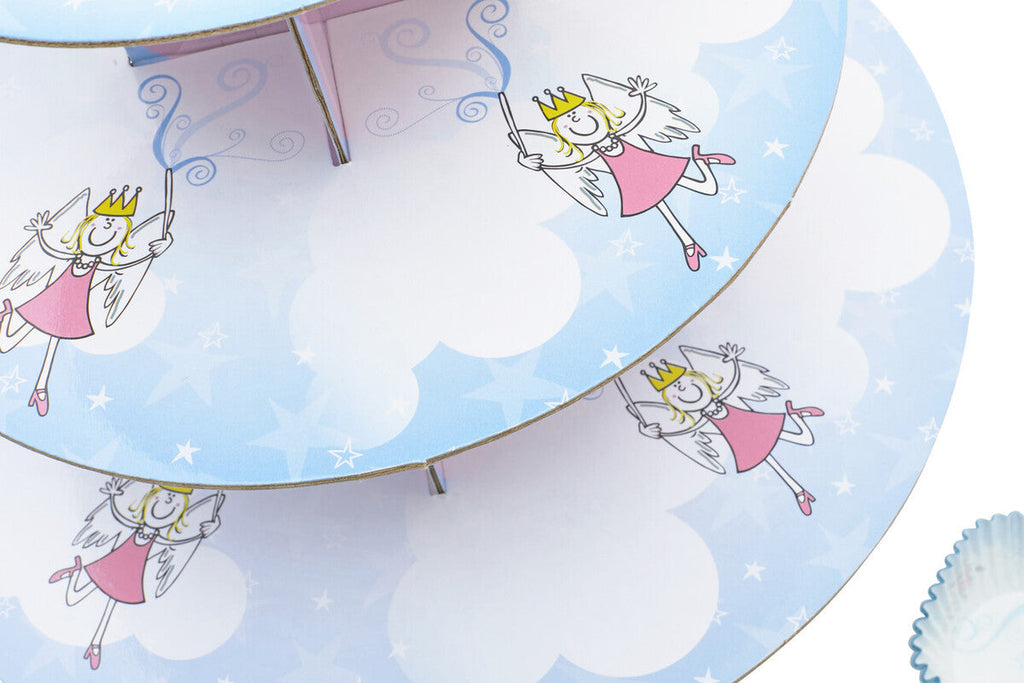 Orsina Fairy Castle 3 Tier Cake Stand | Pink & Blue Cupcake Display