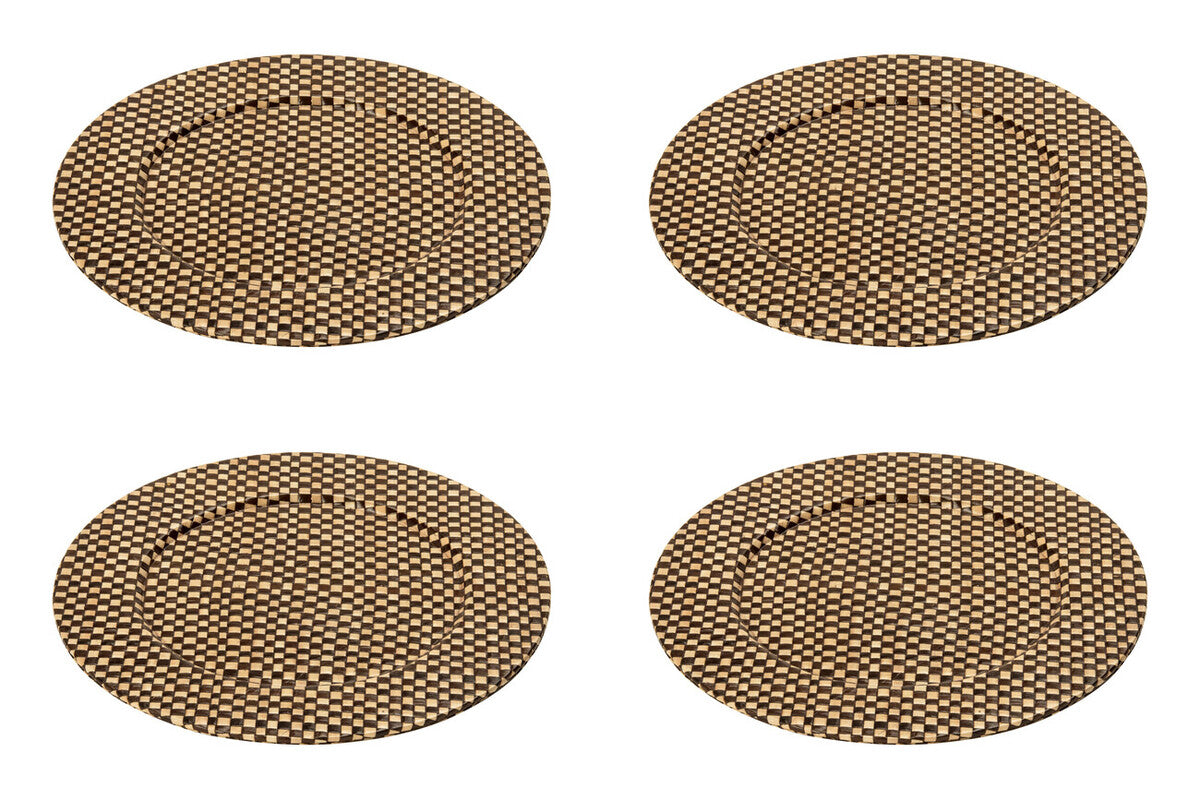 Orsina Pandanus Woven Charger Plate – Black and Natural Coastal Decor