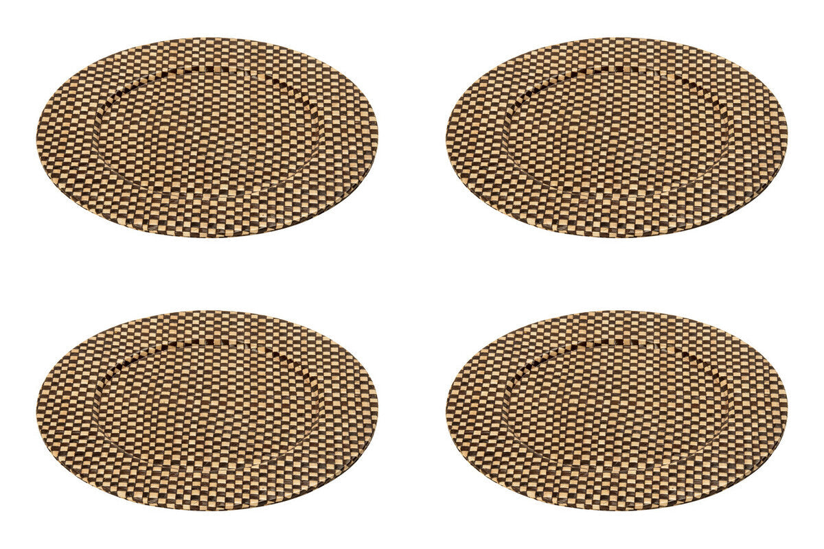 Orsina Pandanus Woven Charger Plate – Black and Natural Coastal Decor