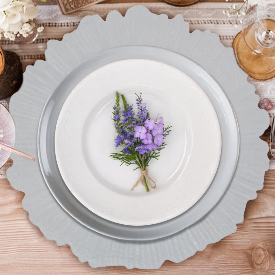 Orsina Dia White Reef Charger Plate – Textured Coastal Tableware