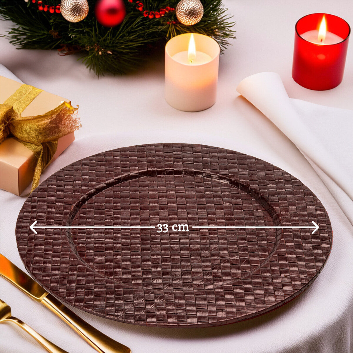 Orsina Pandanus Brown Charger Plate – Woven Rustic Table Decor