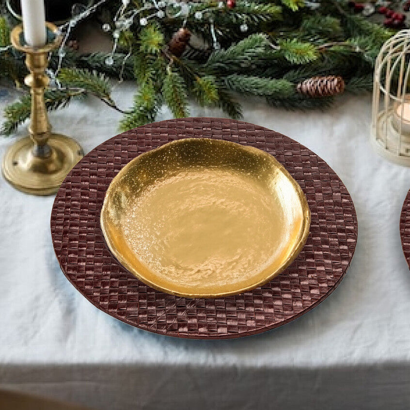 Orsina Pandanus Brown Charger Plate – Woven Rustic Table Decor
