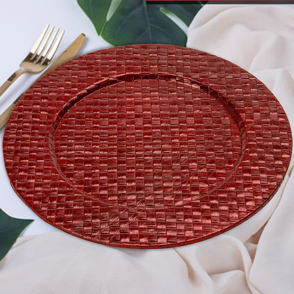 Orsina Pandanus Red Charger Plate – Handwoven Woven Table Decor