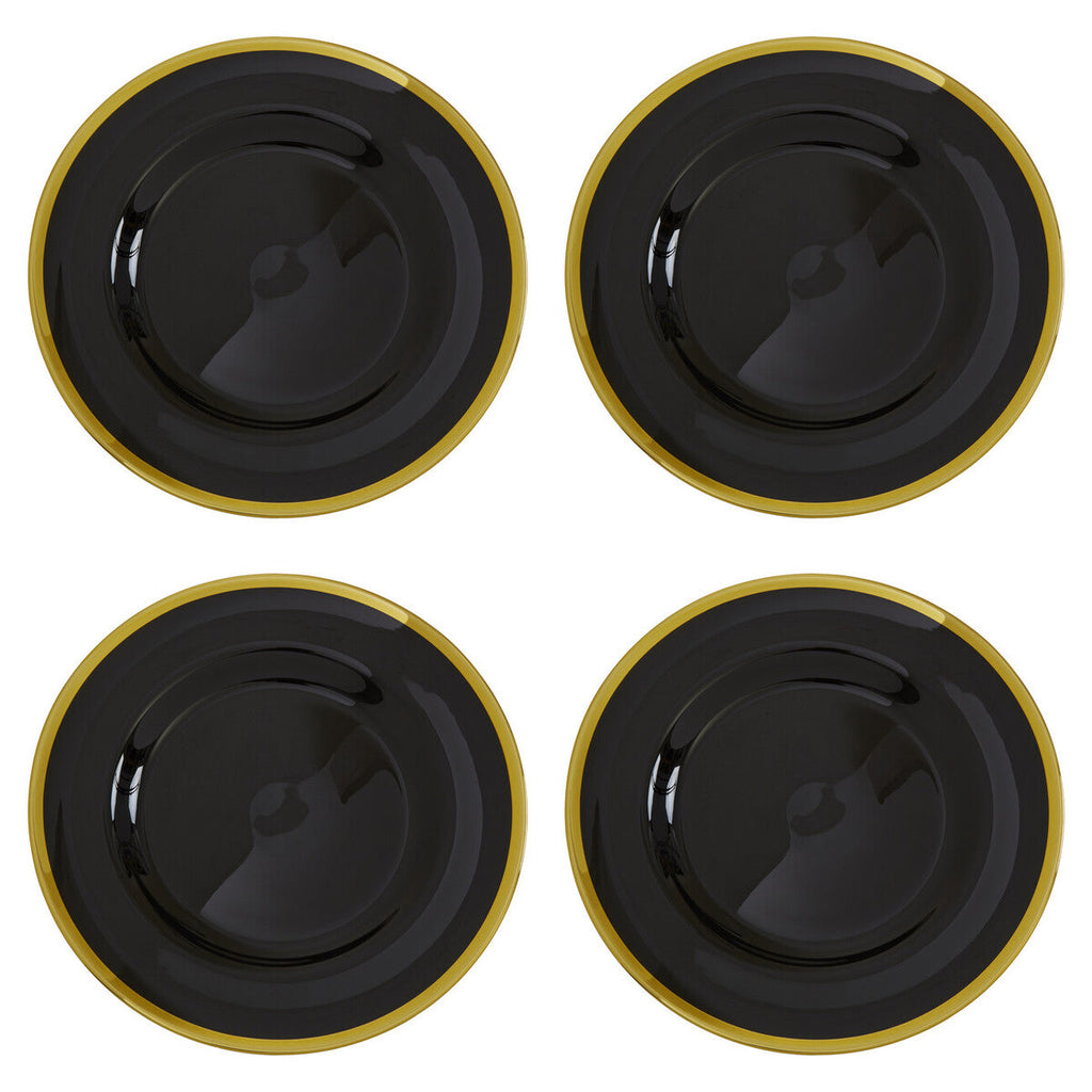Orsina Ida Black Glass Charger Plates – 33cm Luxury Tableware Set of 4