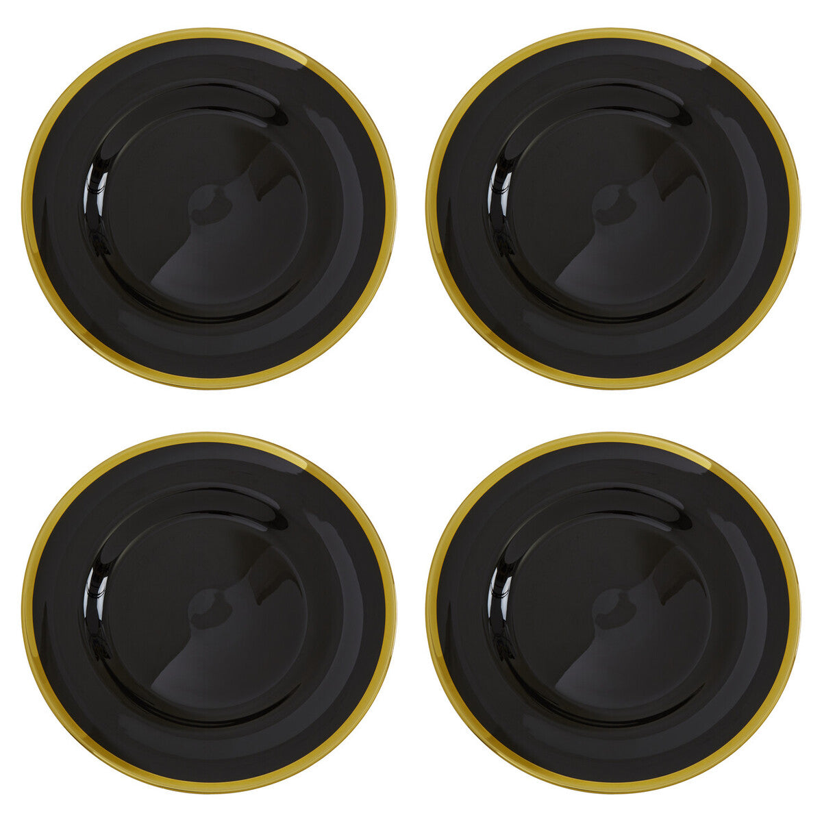 Orsina Ida Black Glass Charger Plates – 33cm Luxury Tableware Set of 4