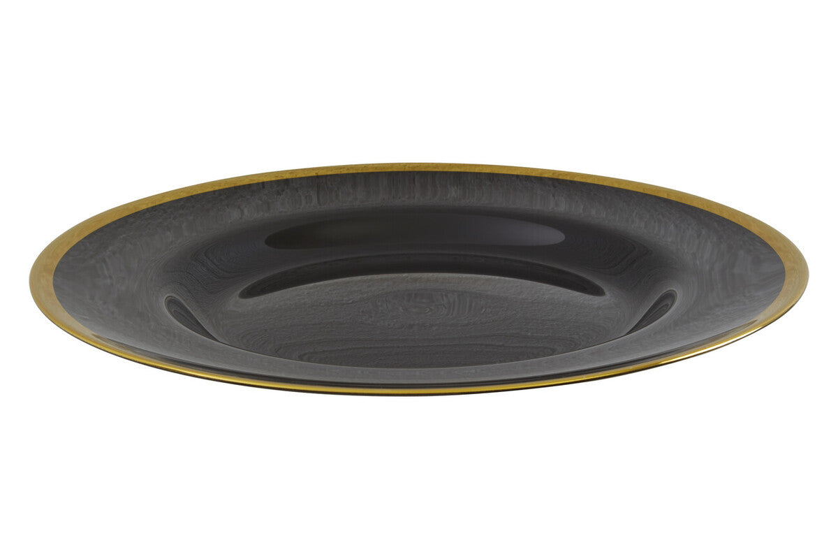 Orsina Ida Black Glass Charger Plates – 33cm Luxury Tableware Set of 4