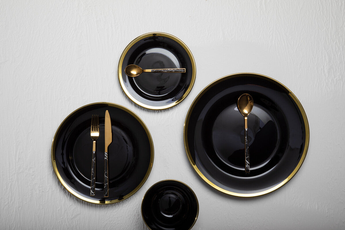 Orsina Ida Black Glass Charger Plates – 33cm Luxury Tableware Set of 4