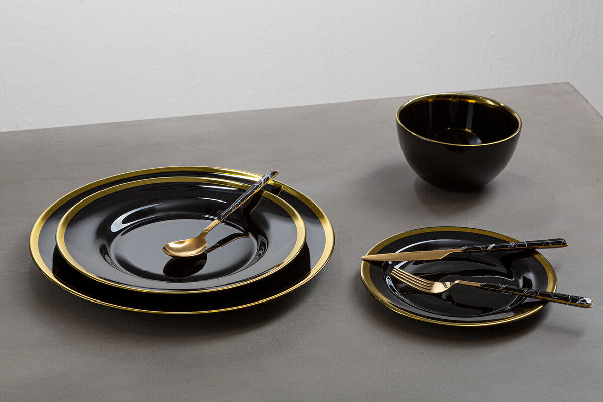 Orsina Ida Black Glass Charger Plates – 33cm Luxury Tableware Set of 4