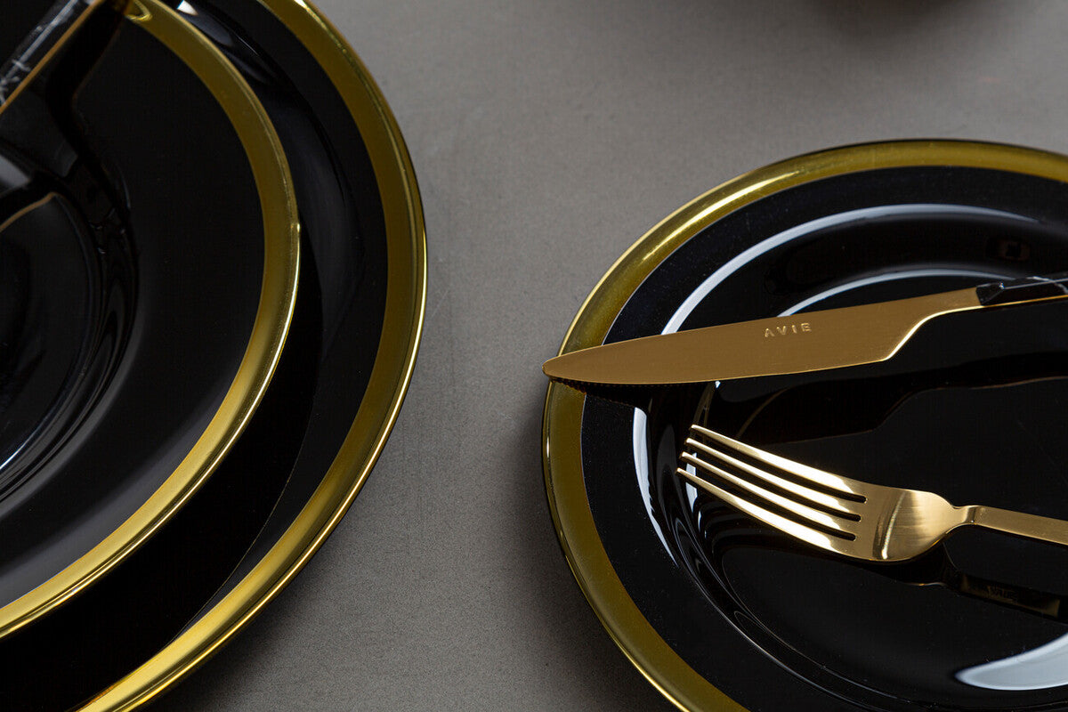 Orsina Ida Black Glass Charger Plates – 33cm Luxury Tableware Set of 4