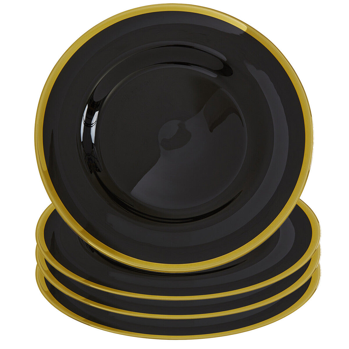 Orsina Ida Black Glass Charger Plates – 33cm Luxury Tableware Set of 4
