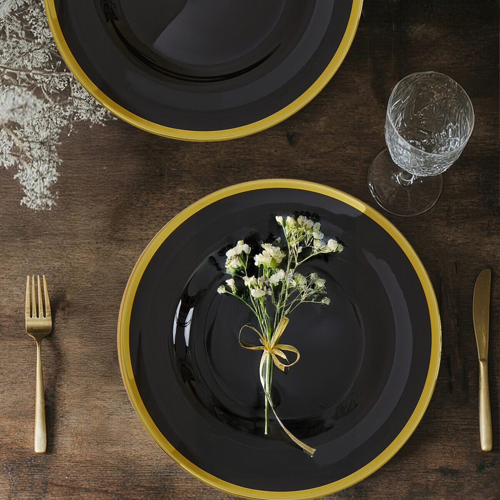 Orsina Ida Black Glass Charger Plates – 33cm Luxury Tableware Set of 4