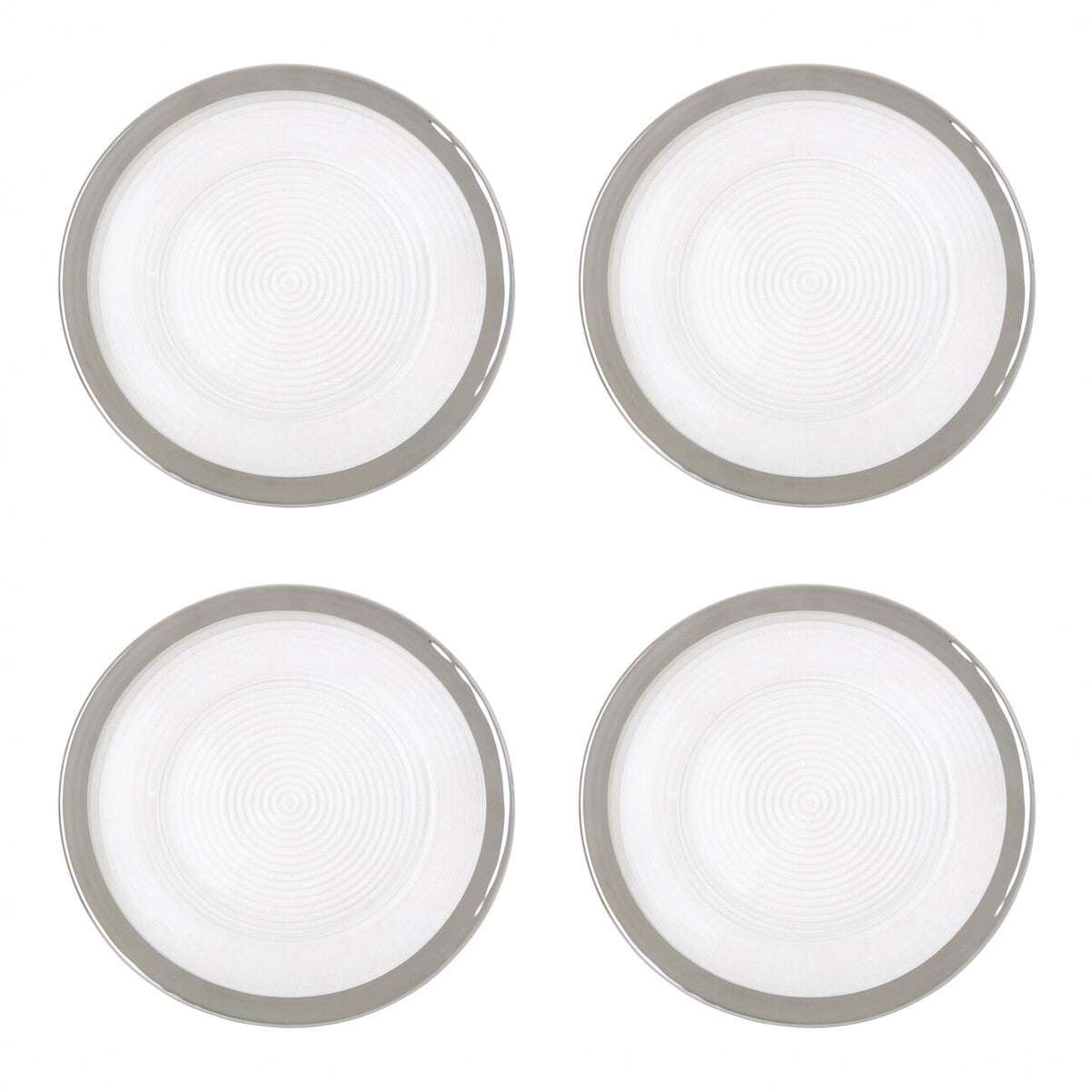 Orsina Ida Embossed Charger Plates with Silver Rim - 33cm Set of 4