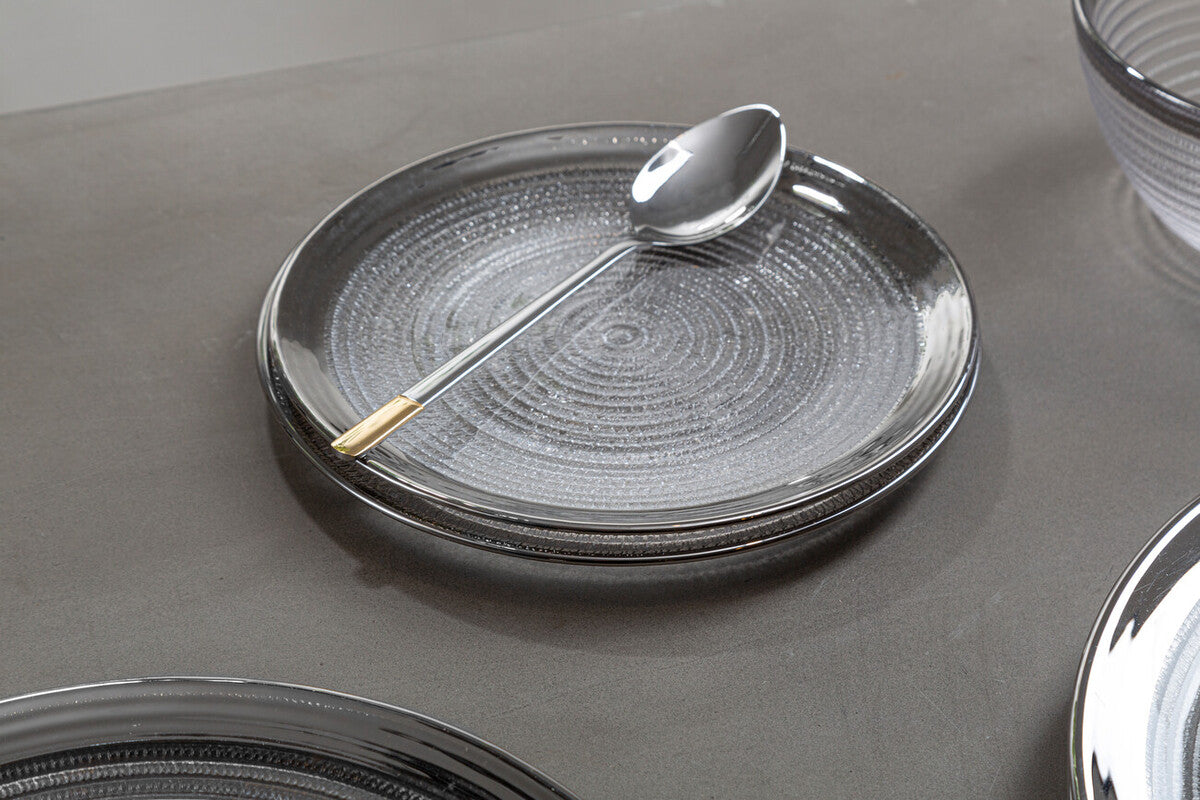 Orsina Ida Embossed Charger Plates with Silver Rim - 33cm Set of 4