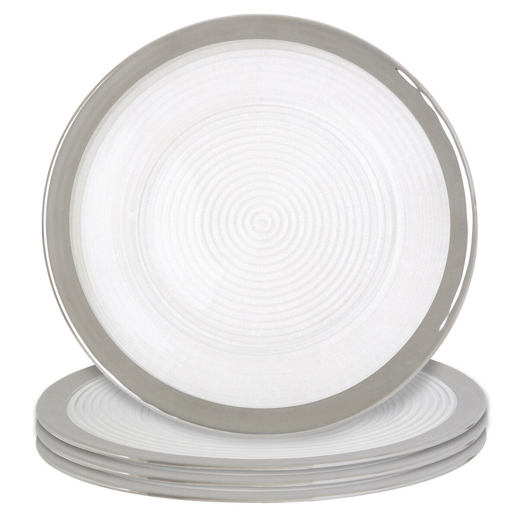 Orsina Ida Embossed Charger Plates with Silver Rim - 33cm Set of 4