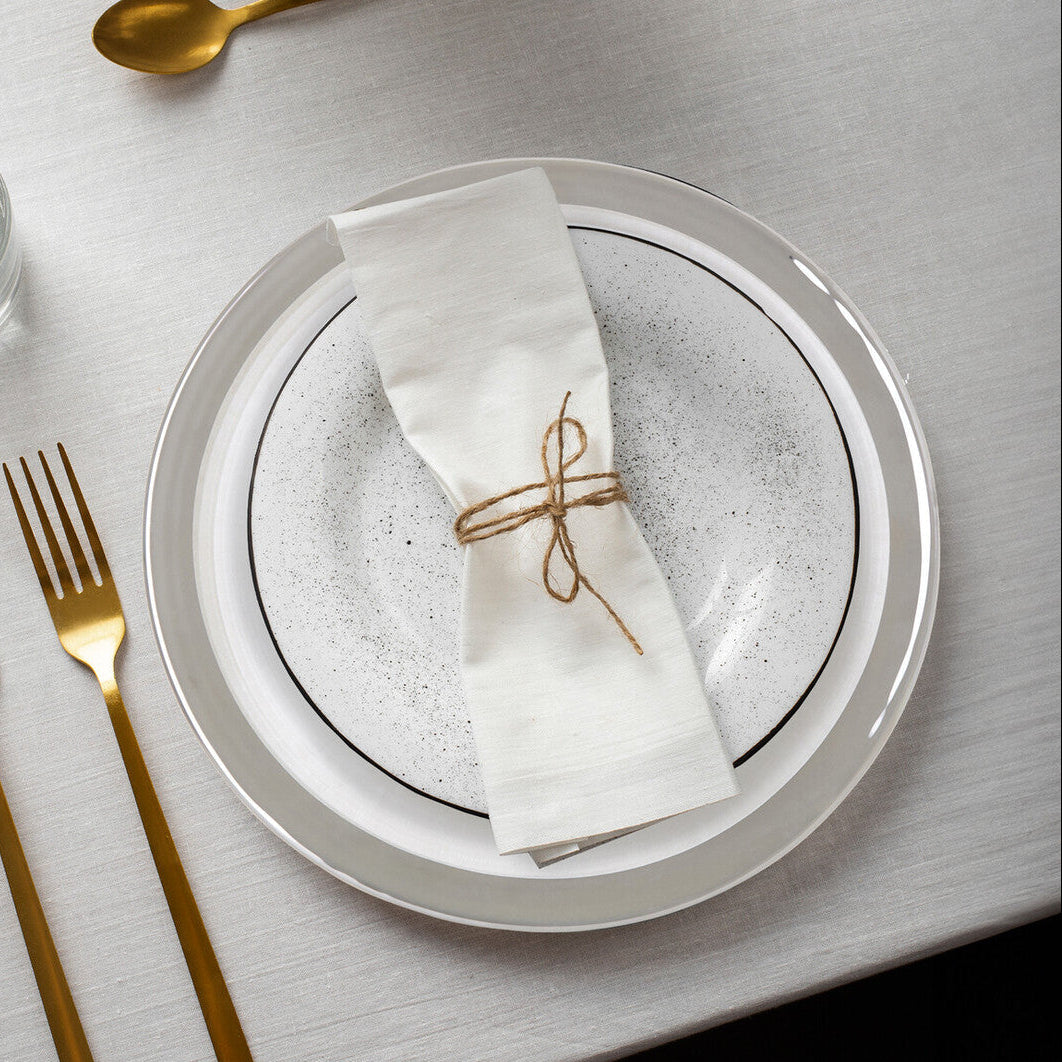Orsina Ida Embossed Charger Plates with Silver Rim - 33cm Set of 4