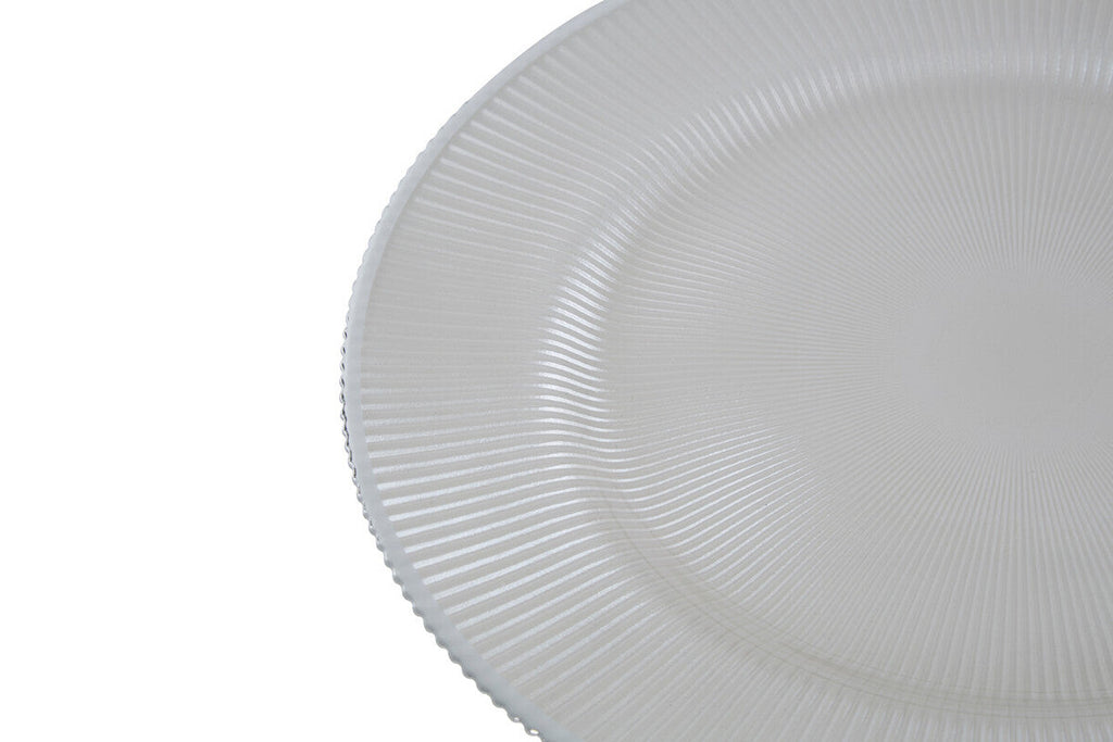 Orsina White Glass Charger Plates – 33cm Embossed Tableware, Set of 4