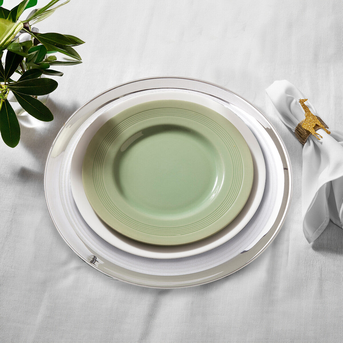 Orsina Ida Embossed Coupe Charger Plates – 32cm Modern Set of 4