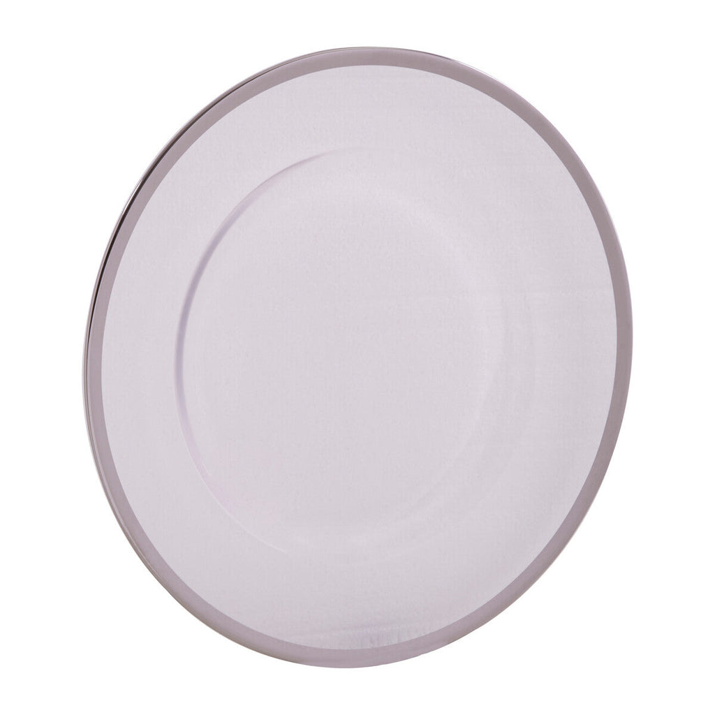 Orsina Ida Silver Rim Charger Plates – Set of 4 Plain 33cm Tableware
