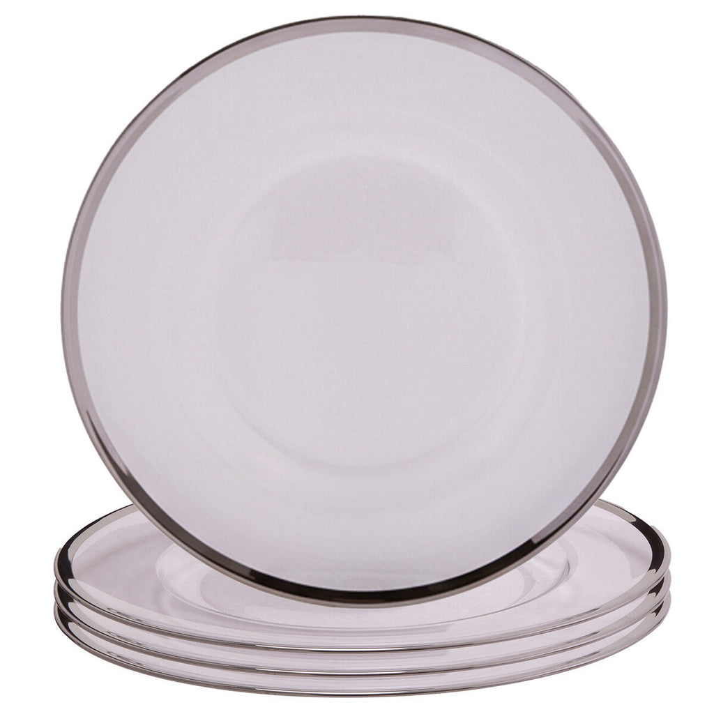 Orsina Ida Silver Rim Charger Plates – Set of 4 Plain 33cm Tableware