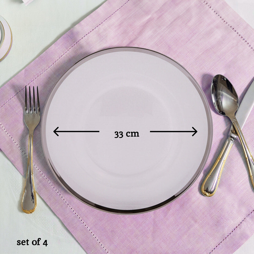 Orsina Ida Silver Rim Charger Plates – Set of 4 Plain 33cm Tableware