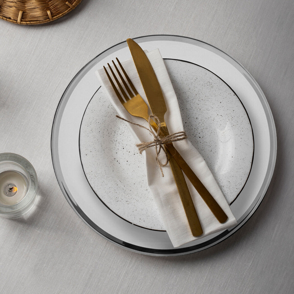 Orsina Ida Silver Rim Charger Plates – Set of 4 Plain 33cm Tableware