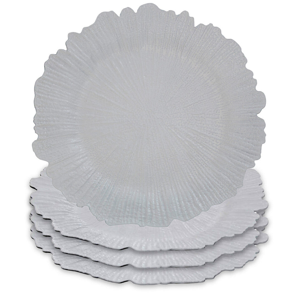 Orsina Dia White Reef Charger Plate – 33cm Coastal Textured Tableware