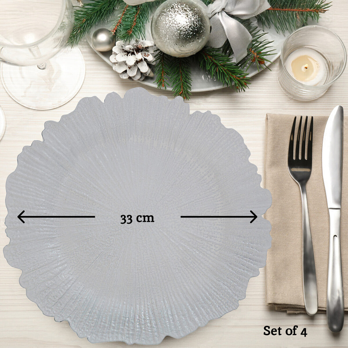 Orsina Dia White Reef Charger Plate – 33cm Coastal Textured Tableware