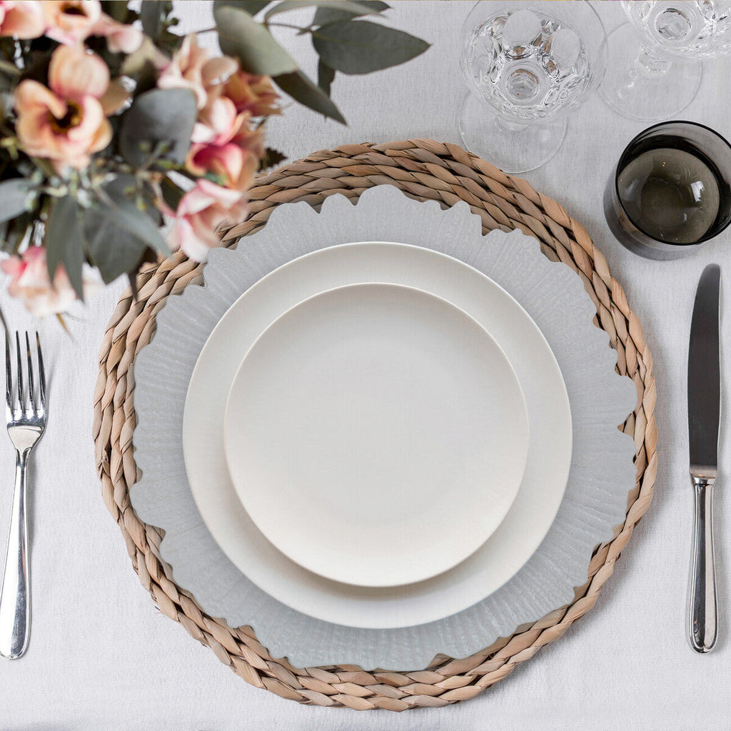 Orsina Dia White Reef Charger Plate – 33cm Coastal Textured Tableware