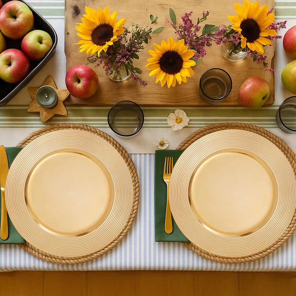 Orsina Dia Gold Charger Plate – Ribbed Rim Luxury Table Decor