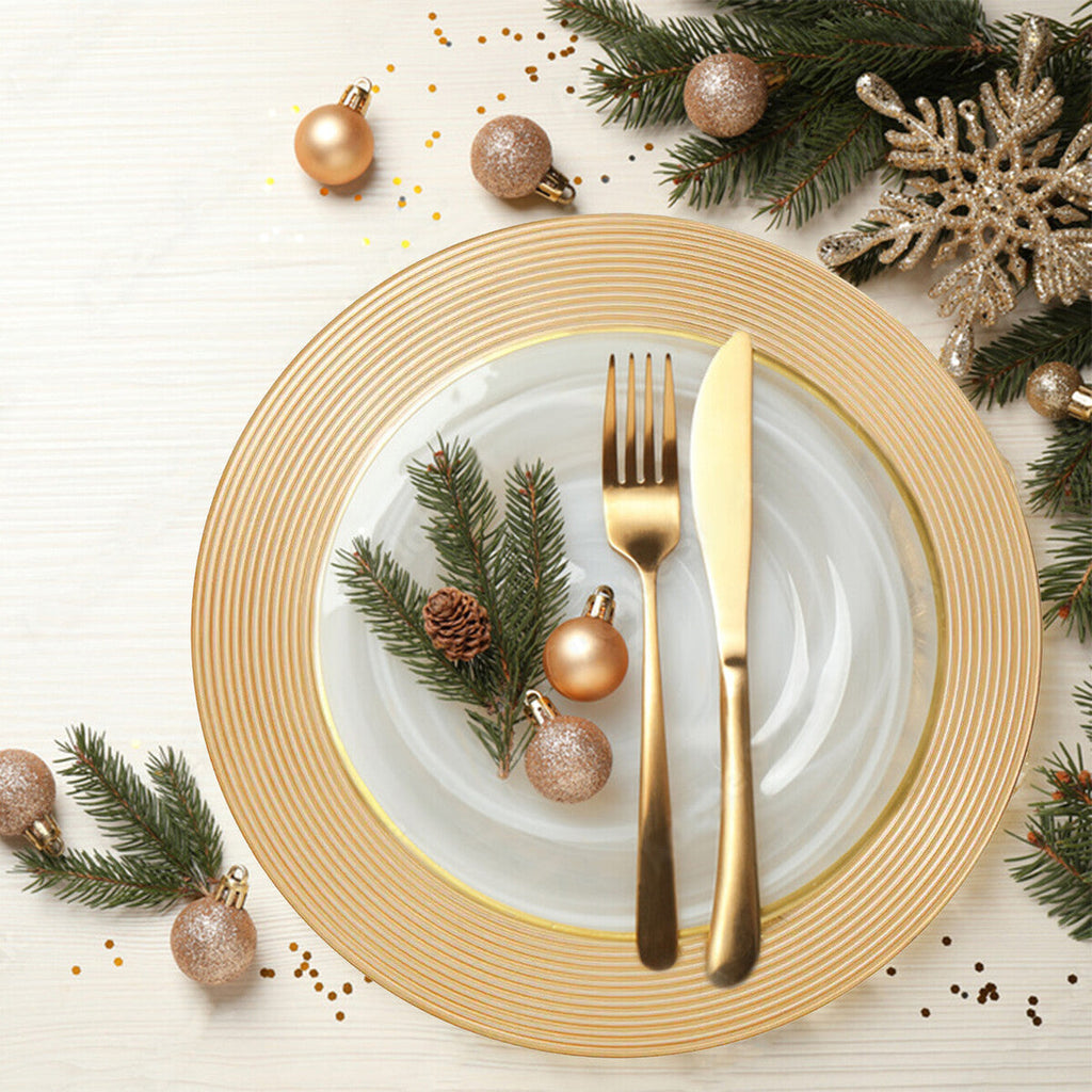 Orsina Dia Gold Charger Plate – Ribbed Rim Luxury Table Decor