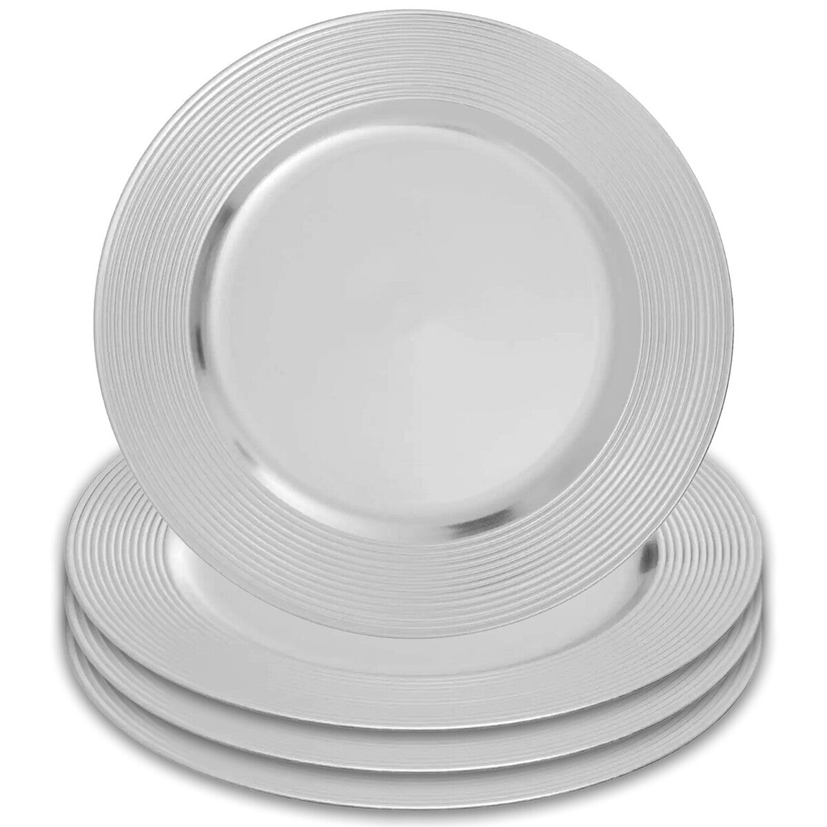 Orsina Dia Silver Charger Plate – Ribbed Rim Modern Table Decor
